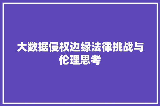 大数据侵权边缘法律挑战与伦理思考