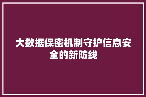 大数据保密机制守护信息安全的新防线