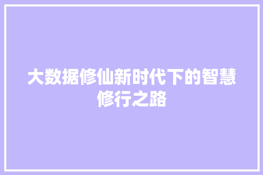大数据修仙新时代下的智慧修行之路