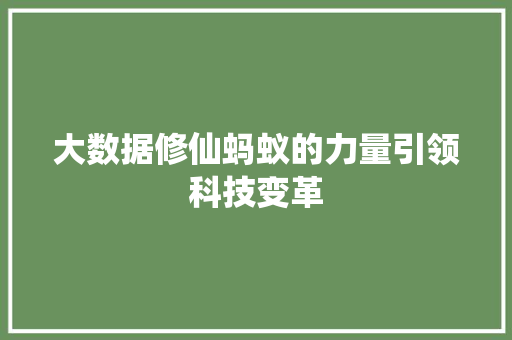 大数据修仙蚂蚁的力量引领科技变革