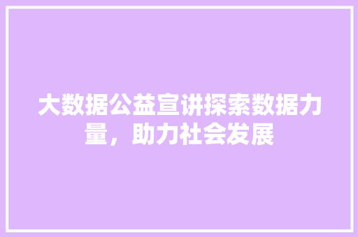 大数据公益宣讲探索数据力量，助力社会发展 电脑故障维修