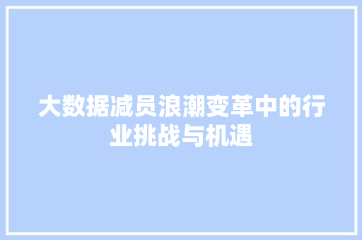 大数据减员浪潮变革中的行业挑战与机遇