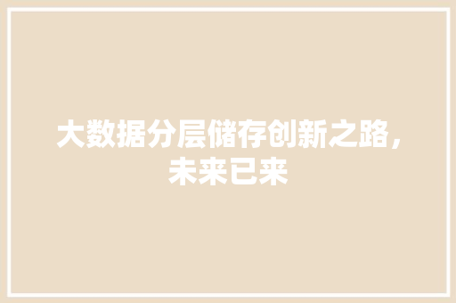 大数据分层储存创新之路，未来已来 电脑故障维修