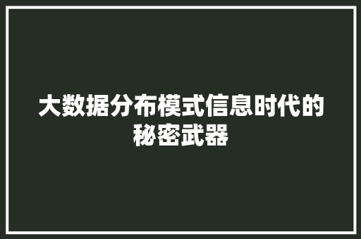大数据分布模式信息时代的秘密武器