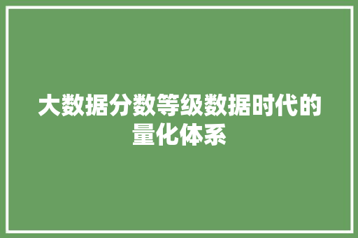 大数据分数等级数据时代的量化体系