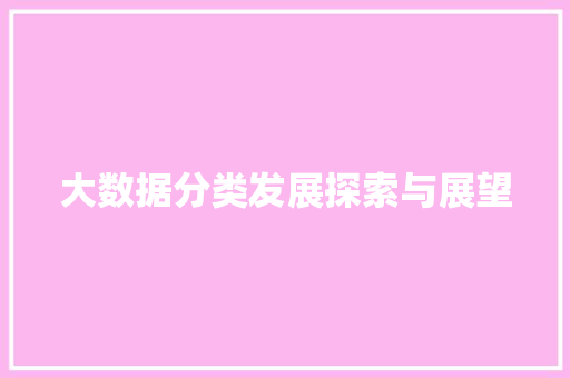 大数据分类发展探索与展望