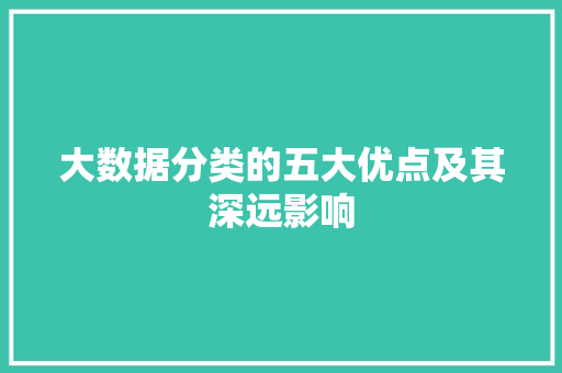 大数据分类的五大优点及其深远影响 大数据分类的五大优点及其深远影响