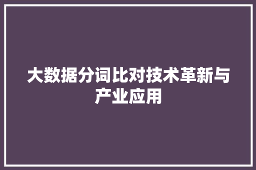 大数据分词比对技术革新与产业应用 大数据分词比对技术革新与产业应用