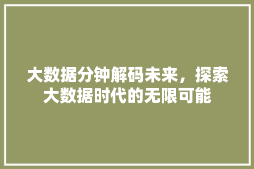 大数据分钟解码未来，探索大数据时代的无限可能
