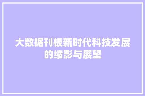 大数据刊板新时代科技发展的缩影与展望