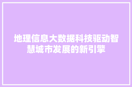 地理信息大数据科技驱动智慧城市发展的新引擎 网络技术