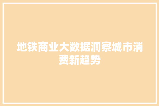 地铁商业大数据洞察城市消费新趋势 编程语言