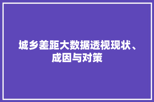城乡差距大数据透视现状、成因与对策