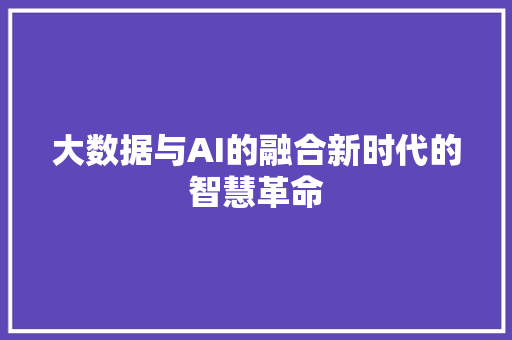 大数据与AI的融合新时代的智慧革命 大数据与AI的融合新时代的智慧革命
