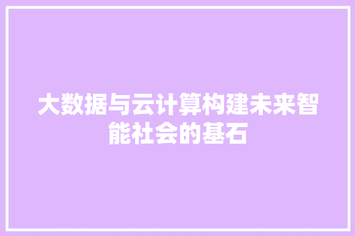 大数据与云计算构建未来智能社会的基石