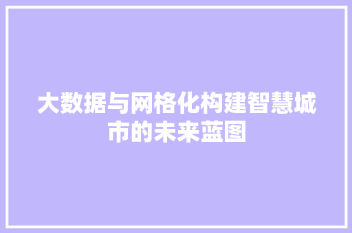 大数据与网格化构建智慧城市的未来蓝图