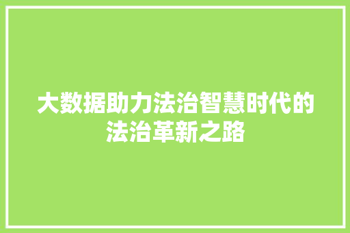 大数据助力法治智慧时代的法治革新之路