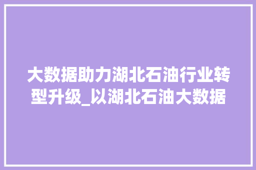 大数据助力湖北石油行业转型升级_以湖北石油大数据为例
