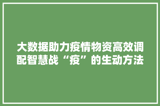 大数据助力疫情物资高效调配智慧战“疫”的生动方法