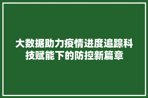大数据助力疫情进度追踪科技赋能下的防控新篇章