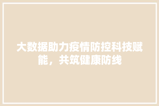 大数据助力疫情防控科技赋能，共筑健康防线