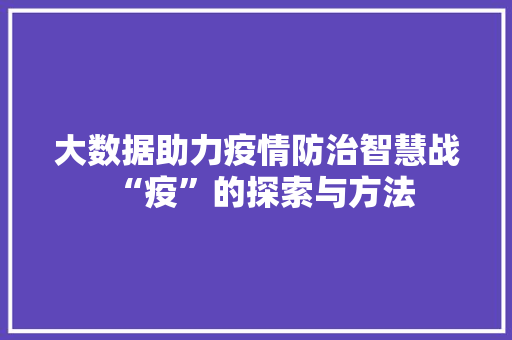 大数据助力疫情防治智慧战“疫”的探索与方法