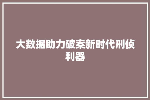 大数据助力破案新时代刑侦利器