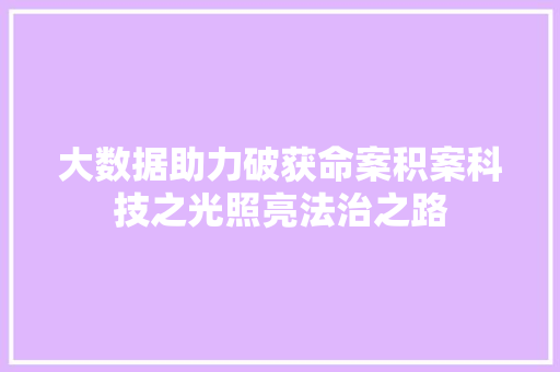 大数据助力破获命案积案科技之光照亮法治之路