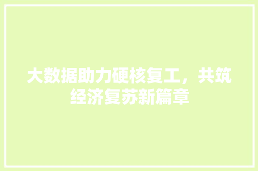 大数据助力硬核复工，共筑经济复苏新篇章
