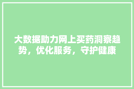 大数据助力网上买药洞察趋势，优化服务，守护健康 电脑基础