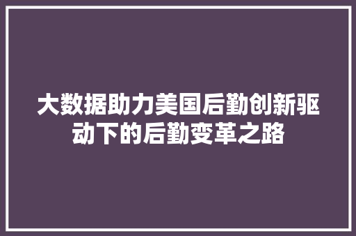 大数据助力美国后勤创新驱动下的后勤变革之路