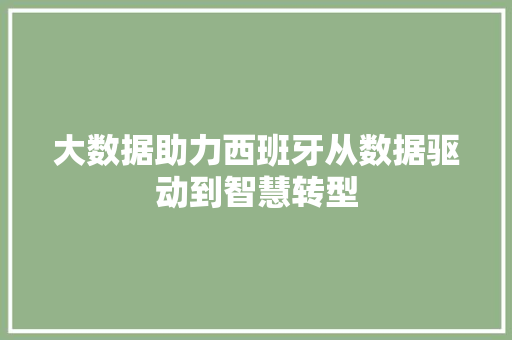 大数据助力西班牙从数据驱动到智慧转型