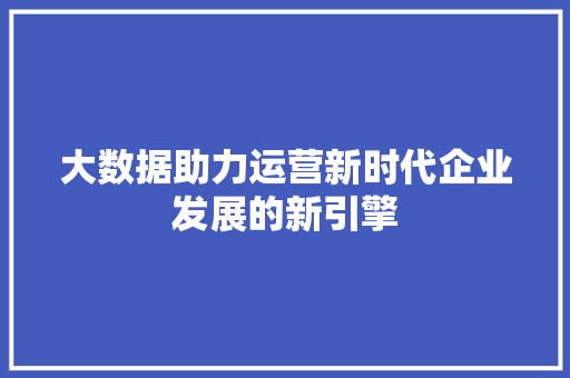 大数据助力运营新时代企业发展的新引擎