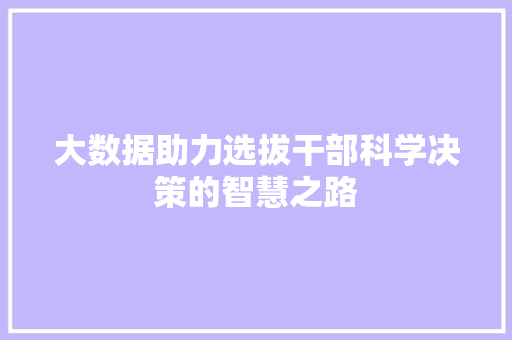 大数据助力选拔干部科学决策的智慧之路