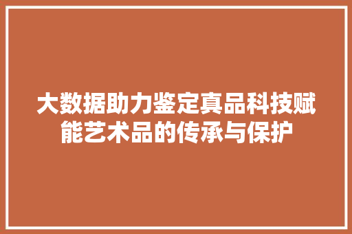 大数据助力鉴定真品科技赋能艺术品的传承与保护