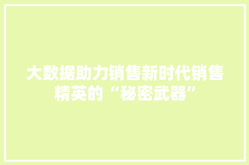 大数据助力销售新时代销售精英的“秘密武器”