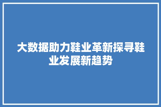 大数据助力鞋业革新探寻鞋业发展新趋势