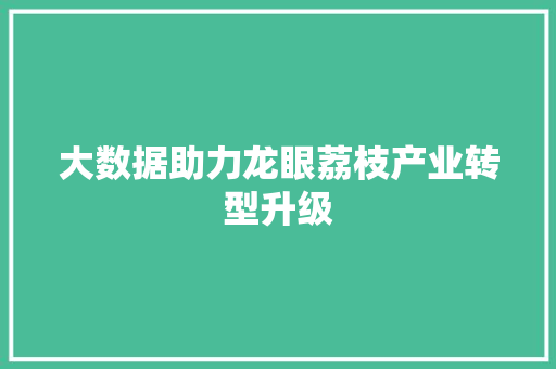 大数据助力龙眼荔枝产业转型升级 大数据助力龙眼荔枝产业转型升级