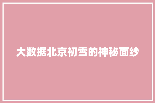 大数据北京初雪的神秘面纱