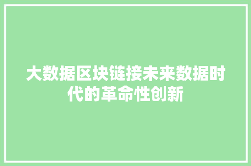 大数据区块链接未来数据时代的革命性创新