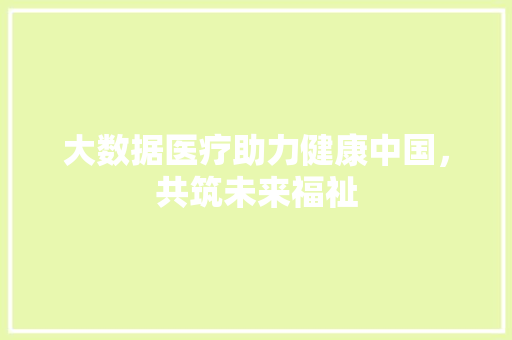 大数据医疗助力健康中国，共筑未来福祉