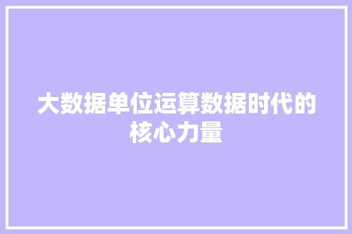 大数据单位运算数据时代的核心力量 大数据单位运算数据时代的核心力量