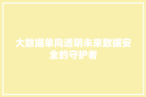大数据单向透明未来数据安全的守护者