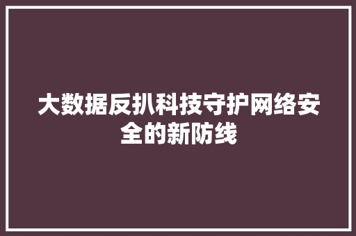 大数据反扒科技守护网络安全的新防线