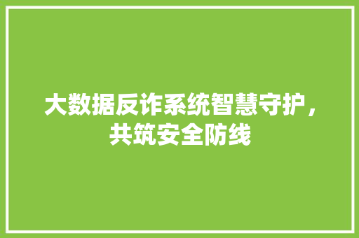 大数据反诈系统智慧守护，共筑安全防线