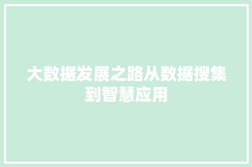 大数据发展之路从数据搜集到智慧应用