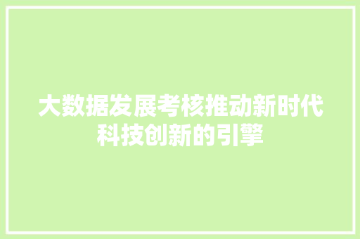 大数据发展考核推动新时代科技创新的引擎