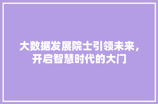 大数据发展院士引领未来，开启智慧时代的大门