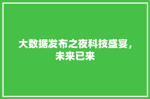 大数据发布之夜科技盛宴，未来已来