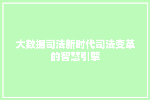 大数据司法新时代司法变革的智慧引擎 网络技术 大数据司法新时代司法变革的智慧引擎 网络技术
